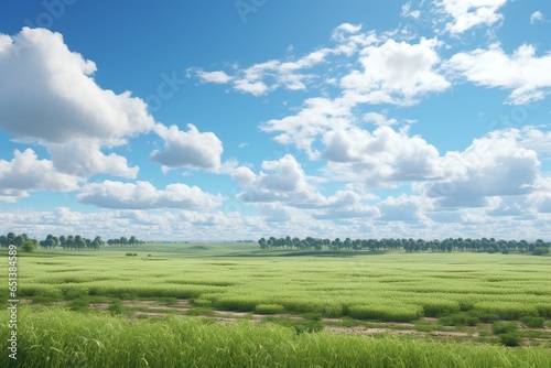field and blue sky, Generative AI