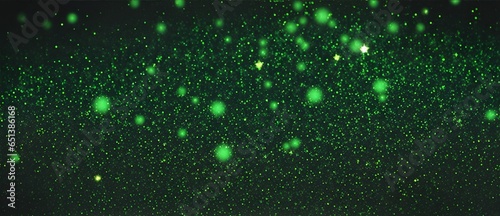  Green glitter sparks and particles bokeh explosion on plain black background. from Generative AI