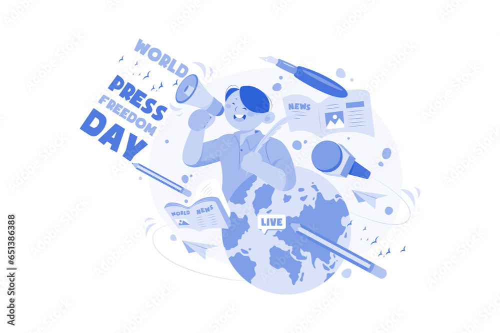 World Freedom Press Day Illustration concept on white background