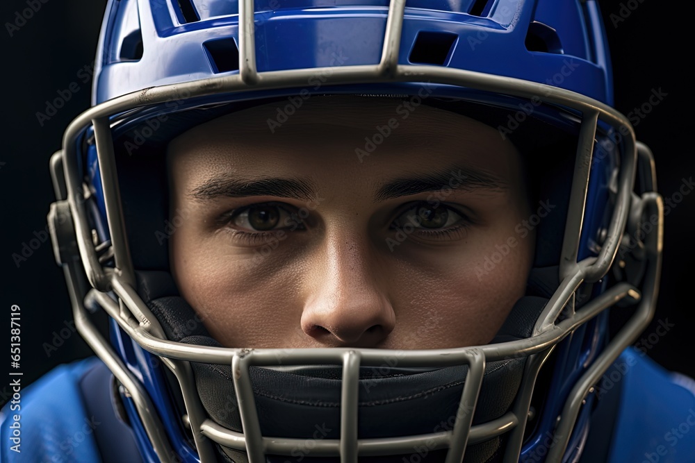 Baseball player with catcher's helmet. Generative AI Baseball player with catcher's helmet. Generative AI