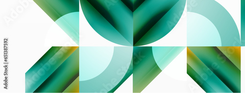 Minimalist background with square-tiled geometric circles, symphony of precise patterns. Interlocking shapes create tranquil yet captivating backdrop, blending modernity and structured elegance