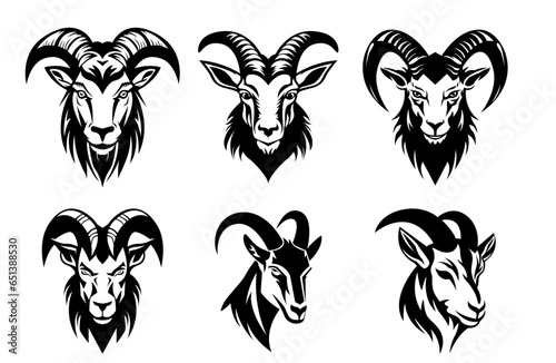 goat logo. goat head logo set - vector illustration, emblem design on white background.