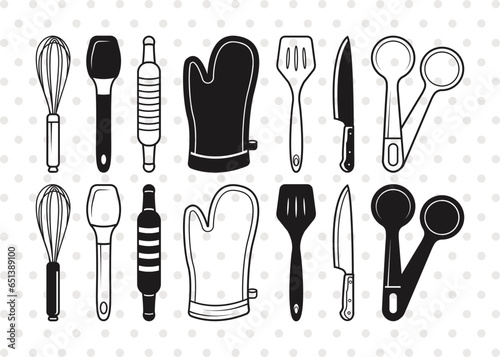 Baking Tools Silhouette, Baking Tools SVG, Baking Utensils Svg, Spoon Rolling Pin Whisk Svg, Kitchen Tools Svg, Chefs Tools Svg, Baking Tools Bundle