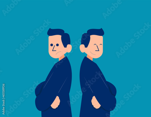Person with bipolar disorder . Business vector illustration concept