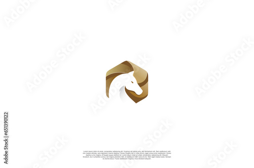 Modern simple minimalist Horse mascot badge logo design. Vector illustration design template
