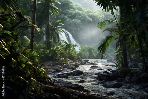 waterfall in the jungle, Generative AI