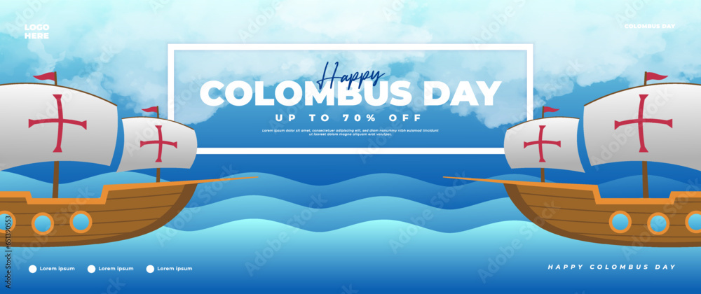 Happy Columbus Day blue banner design