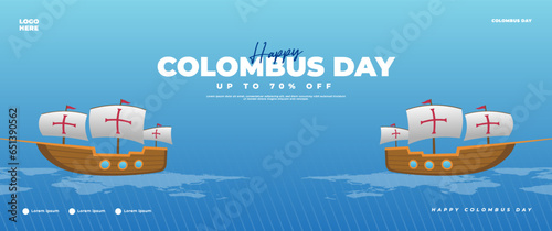 Happy Columbus Day blue banner design