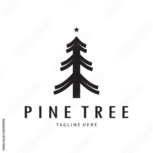 simple pine or fir tree logo,evergreen.for pine forest,adventurers,camping,nature,badges and business.vector © Tomi43