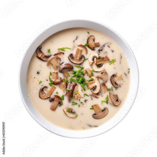 Delicious cream Bowl of mushroom soup isolated on transparent background Remove png, Clipping Path