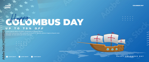 Happy Columbus Day blue banner design