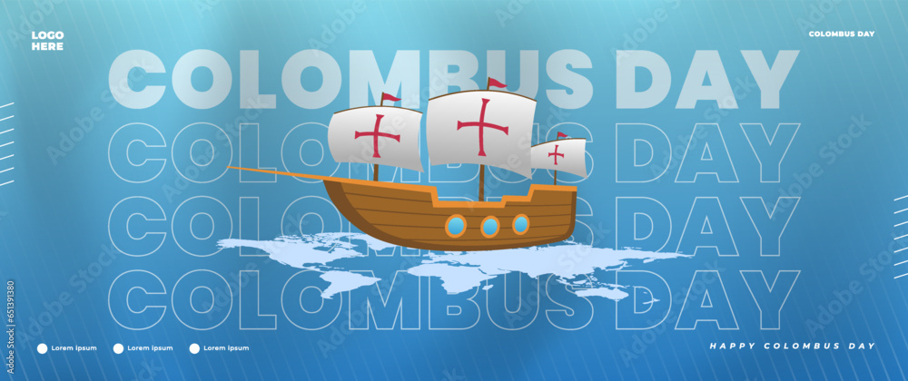 Happy Columbus Day blue banner design