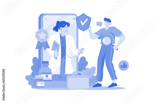 Man finding the best doctor in the medical app