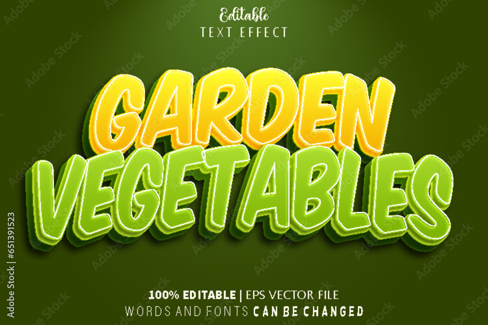 Garden Vegetables Editable Text Effect Emboss Cartoon Style Garden Vegetables Editable Text Effect Emboss Cartoon Style