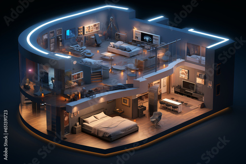 concept of futuristic smart bedroom for luxury living