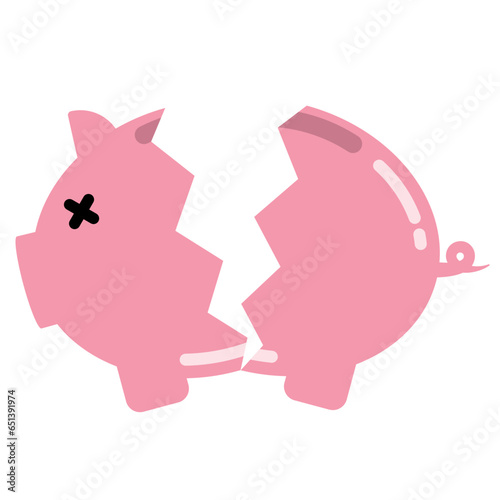 vector illustration of broken piggy bank