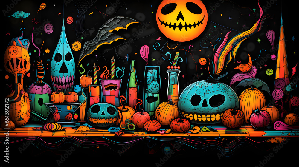 Fototapeta premium Witching Hour Wonders: Exploring the Halloween Night, IA Generativa