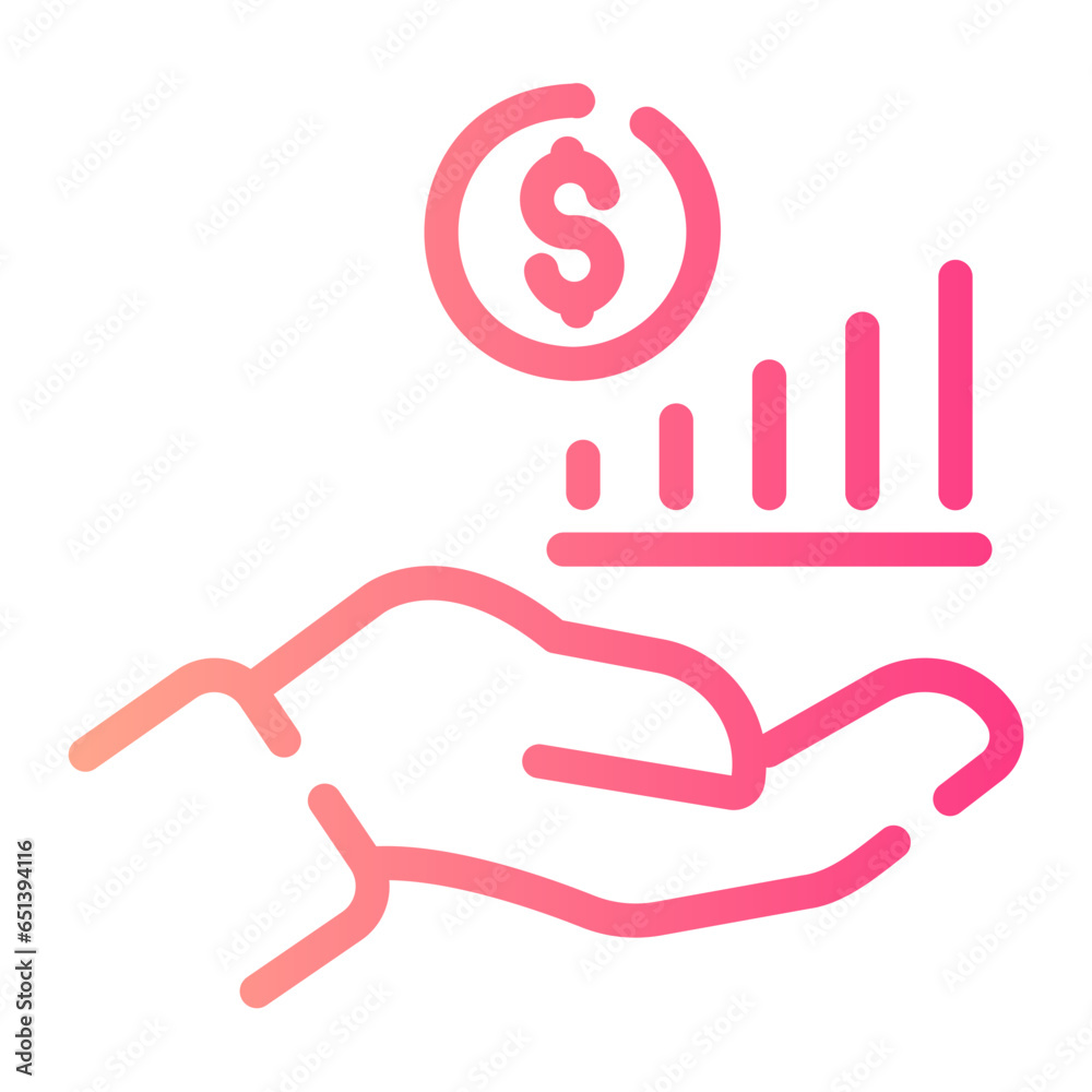 increasing revenue Line Gradient Icon increasing revenue Line Gradient Icon