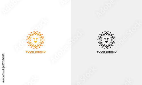 Technology lion logo, vector graphic design