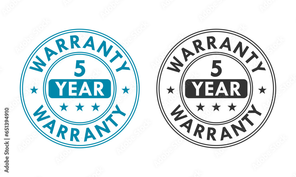 5 years and lifetime warranty label template illustration
