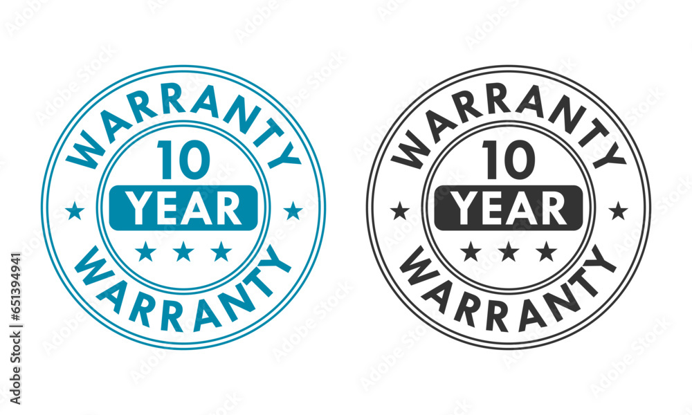 10 years and lifetime warranty label template illustration