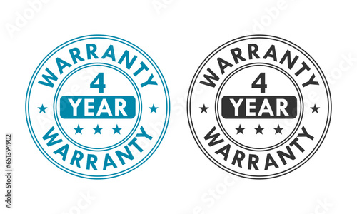 4 years and lifetime warranty label template illustration
