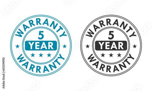 5 years and lifetime warranty label template illustration