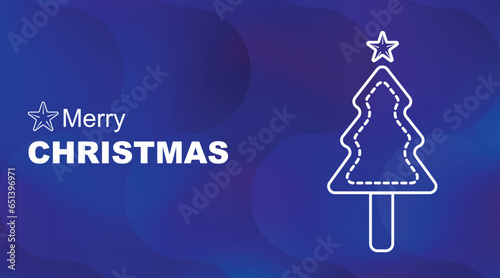 Happy Christmas greetings with star and tree for corporate business background with a simple stroke burst