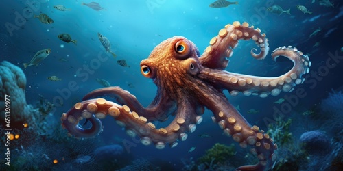a octopus swimming under water, generative AI © VALUEINVESTOR
