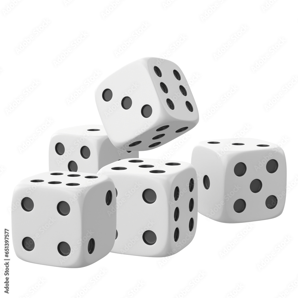 Six-Sided Dice Showing Different Numbers Six-Sided Dice Showing Different Numbers