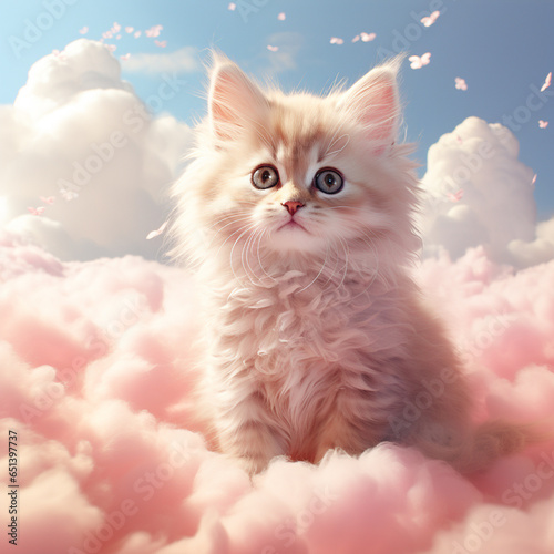 Beautiful kitten with colorful clouds © FatiqulFerdush