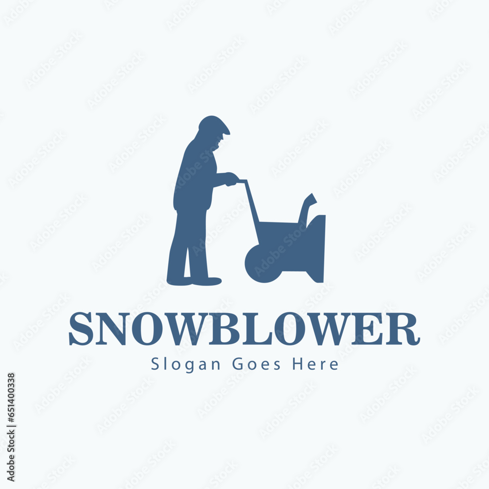 snow blower logo design vector flat icon illustration