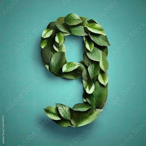 Numbers connected by leaves,number9 photo