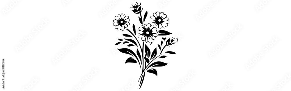 black and white sketch of a flowers