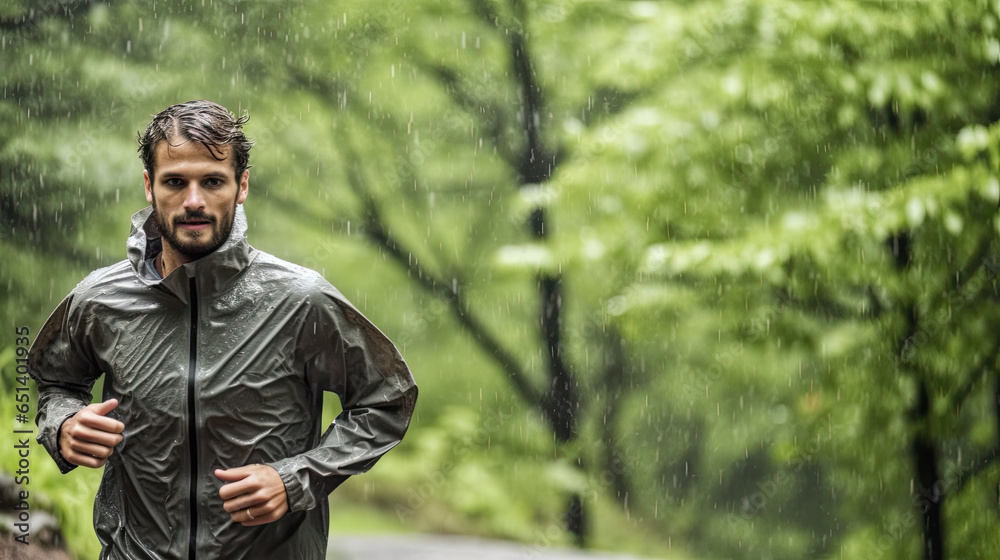 Running man. Male runner jogging at the park. Guy training outdoors. Exercising on forest path. Healthy, fitness, wellness lifestyle. Sport, cardio, workout concept