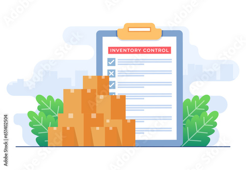 Product inventory management concept flat vector illustration concept, Warehouse management, Managing incoming and outgoing goods