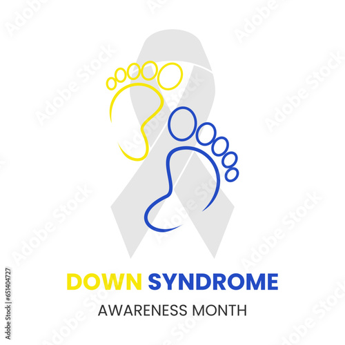 Vector Graphic of Baby's soles with ribbon background suitable for down syndrome awareness month