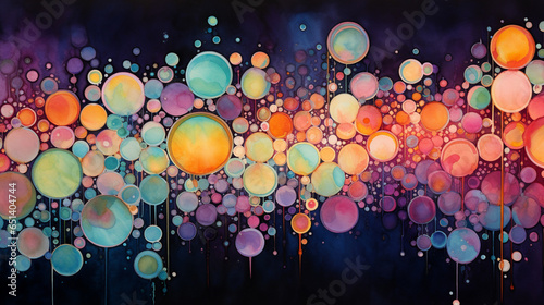 A mesmerizing wallpaper of colorful bubbles floating on a reflective surface, creating a serene and playful atmosphere.