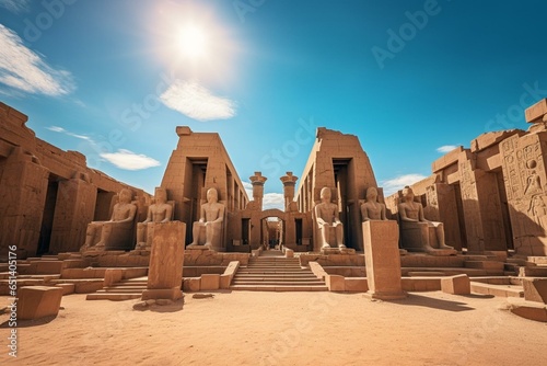 Sunny day at ancient Egyptian ruins in Luxor. Generative AI