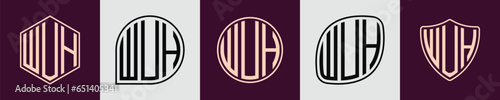 Creative simple Initial Monogram WUH Logo Designs. photo