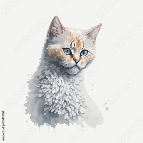 Creating a Captivating Watercolor Cat Painting on a Clean White Background