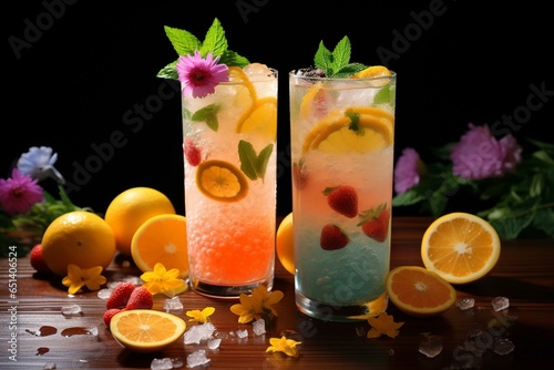 Refreshing summer beverage with fruit and a kick. Generative AI