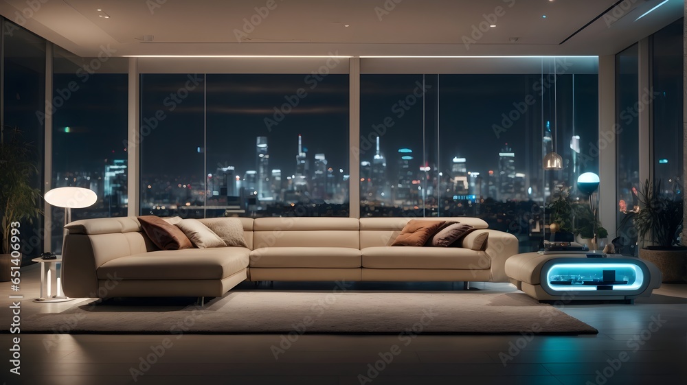 Modern living room interior design with abundant natural light streaming through large windows - Generative AI
Modern living room interior design with abundant natural light streaming through large windows - Generative AI