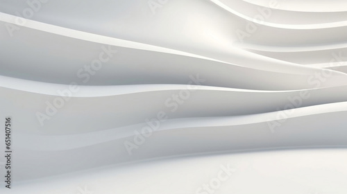 Mimimal style white wavy surface 3D illustration modern abstract background. © Sunday Cat Studio