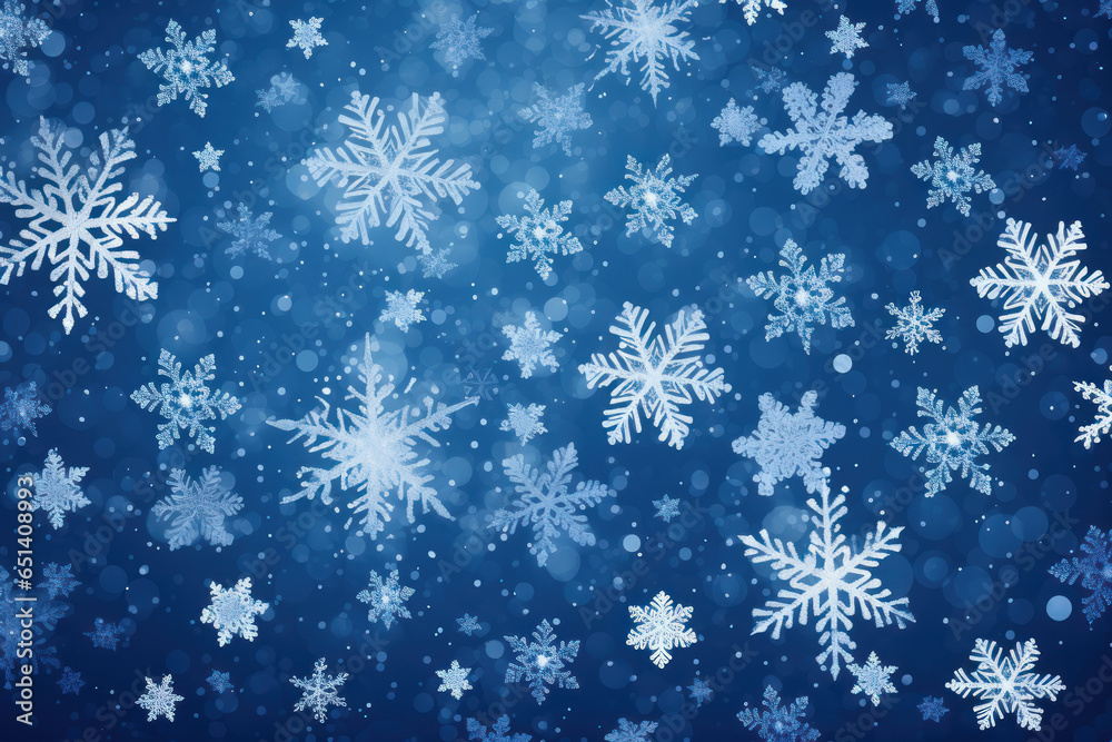 Falling snowflakes on dark blue background, Snowfall illustration. Falling snowflakes on dark blue background, Snowfall illustration.