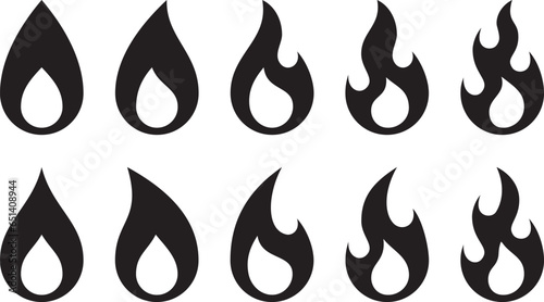 シンプルな炎、火のベクターイラストセット