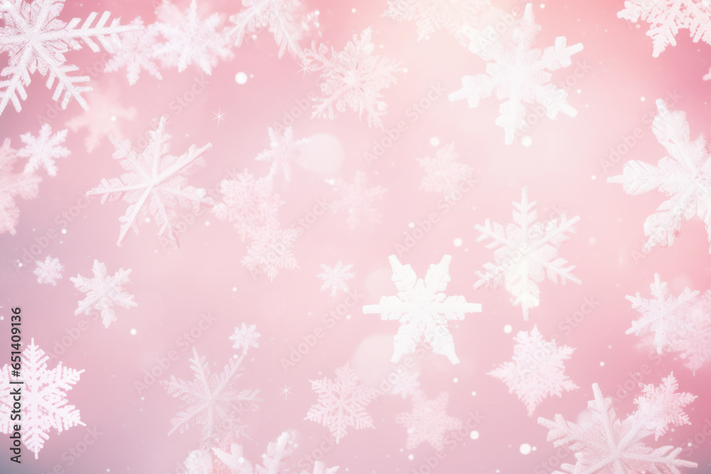 Falling snowflakes on pink background, Snowfall illustration. Falling snowflakes on pink background, Snowfall illustration.