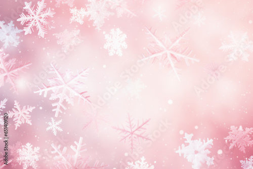 Falling snowflakes on pink background, Snowfall illustration. © pariketan