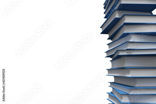 Digital png illustration of stack of blue books on transparent background