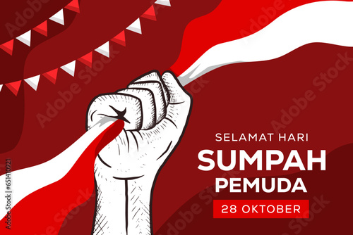hand drawn vector sumpah pemuda 28 oktober background illustration